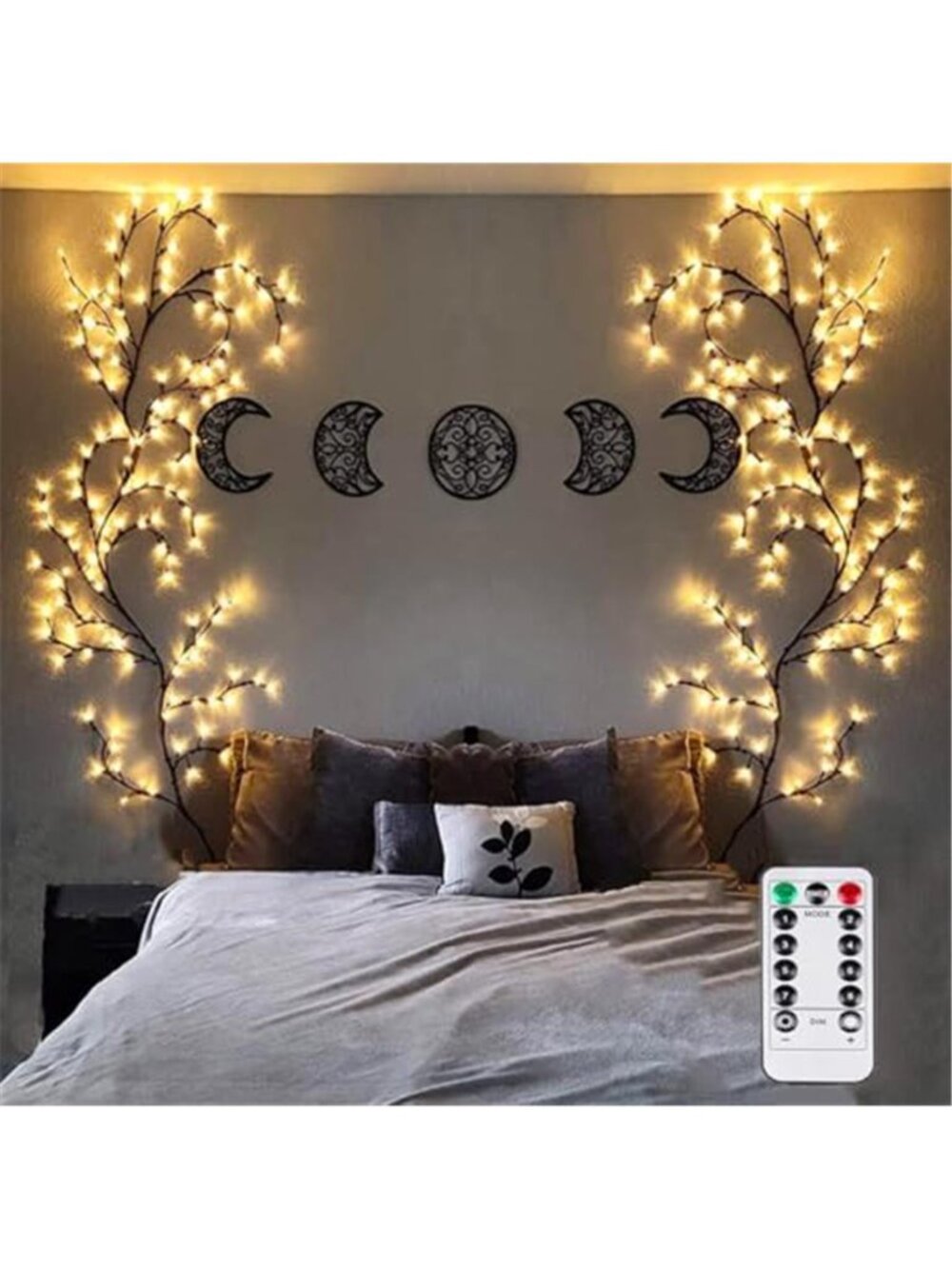 LED Willow Vine Lights Remote Control 142 LEDs 8 Modes Bedroom Wall Decor